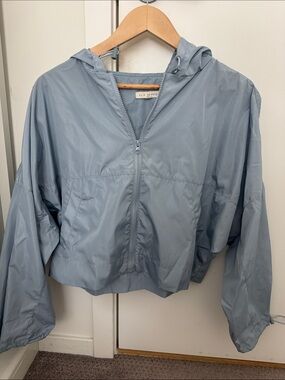 Light Blue Hooded Windbreaker Jacket